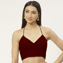 Red and Maroon color Blouse in Cotton fabric with Thread work