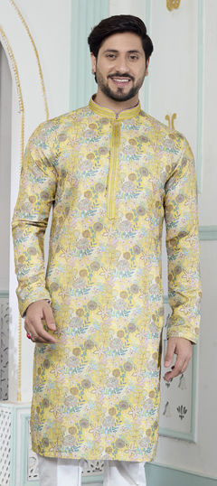 Yellow color Kurta in Art Silk fabric with Digital Print work