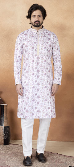 Purple and Violet color Kurta Pyjamas in Art Silk fabric with Digital Print work