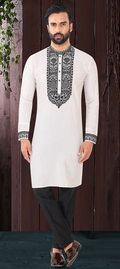 White and Off White color Kurta Pyjamas in Rayon fabric with Printed work