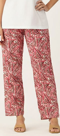 Pink and Majenta color Palazzo in Cotton fabric with Printed work