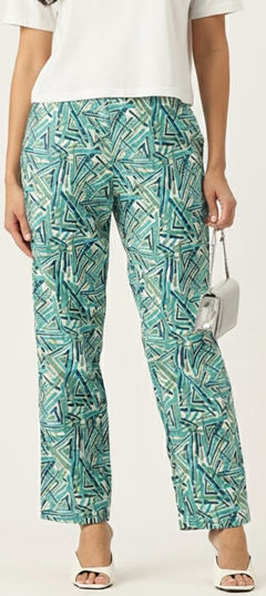 Blue color Palazzo in Cotton fabric with Printed work