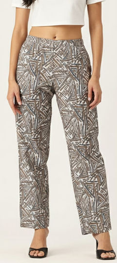 Black and Grey color Palazzo in Cotton fabric with Printed work