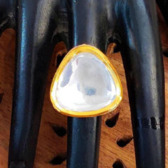 Gold Rodium Polish White and Off White color Ring in Metal Alloy studded with Pearl