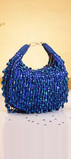 Blue color Clutches in Art Silk fabric with Moti work