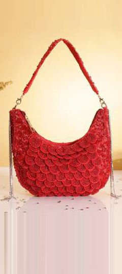 Red and Maroon color Clutches in Art Silk fabric with Fancy Work work