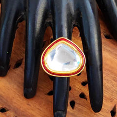 Gold Rodium Polish Pink and Majenta color Ring in Metal Alloy studded with CZ Diamond
