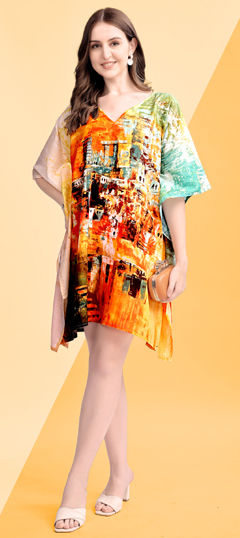Multicolor color Kaftan in Cotton fabric with Digital Print work