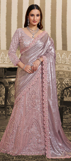 Pink and Majenta color Ready to Wear Lehenga in Satin Silk fabric with Bugle Beads, Sequence work