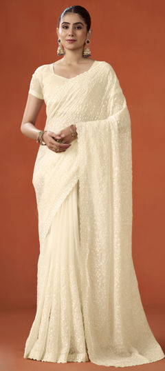 Purple and Violet color Saree in Shimmer fabric with Embroidered, Sequence, Thread work