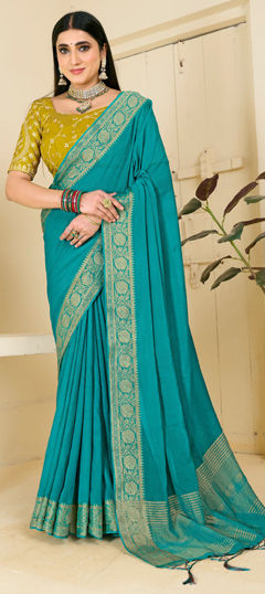 Blue color Saree in Silk fabric with Weaving work