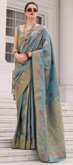 Blue color Saree in Silk fabric with Weaving work