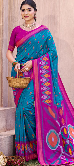 Green color Saree in Art Silk fabric with Printed work