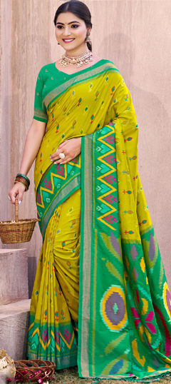 Green color Saree in Art Silk fabric with Printed work