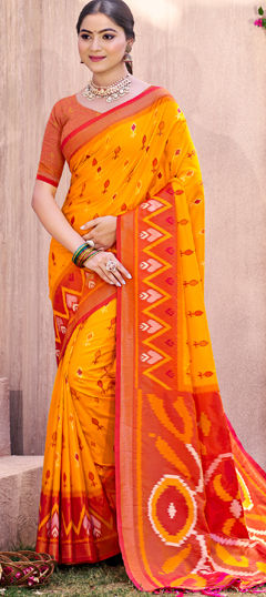 Yellow color Saree in Art Silk fabric with Printed work