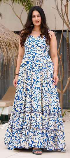 Multicolor color Gown in Cotton fabric with Digital Print work