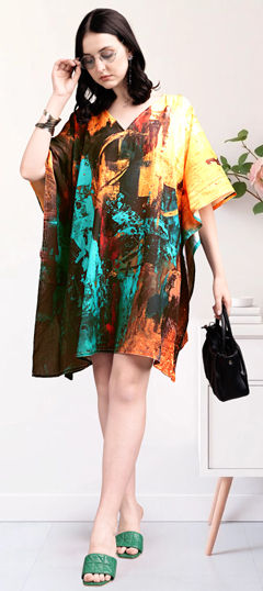 Multicolor color Kaftan in Cotton fabric with Digital Print work