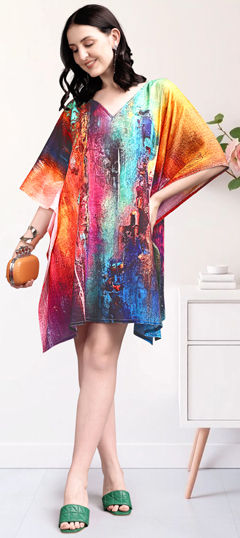 Multicolor color Kaftan in Cotton fabric with Digital Print work