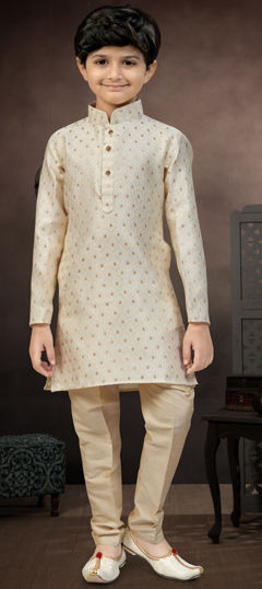 Blue color Boys Kurta Pyjama in Jacquard fabric with Weaving work