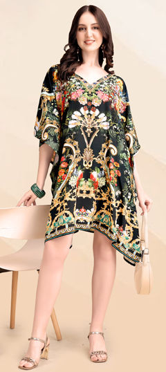 Multicolor color Kaftan in Silk fabric with Digital Print work