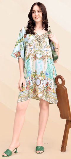 Multicolor color Kaftan in Silk fabric with Digital Print work