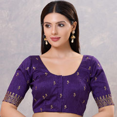 Purple and Violet color Blouse in Silk fabric with Embroidered, Sequence work