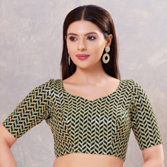Green color Blouse in Silk fabric with Sequence work