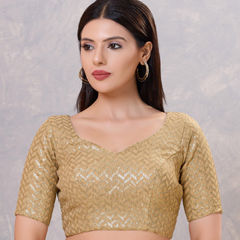 Gold color Blouse in Silk fabric with Sequence work