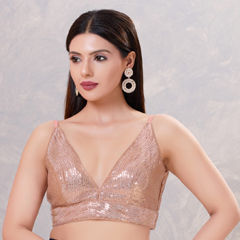 Gold color Blouse in Silk fabric with Sequence work