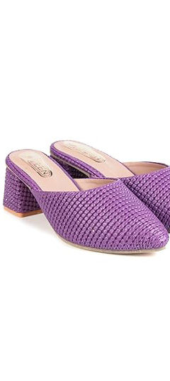 Purple and Violet color Women Shoes in Duster Leather fabric with Bugle Beads work