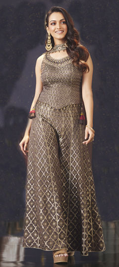 Red and Maroon color Salwar Kameez in Silk fabric with Embroidered, Sequence, Thread work