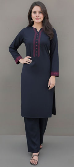 Blue color Salwar Kameez in Rayon fabric with Embroidered, Thread work