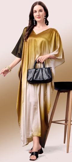Multicolor color Kaftan in Satin fabric with Digital Print work