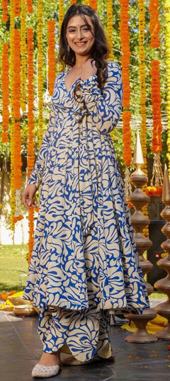 Multicolor color Salwar Kameez in Silk cotton fabric with Digital Print work