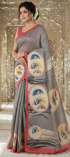 Multicolor color Saree in Crepe Silk fabric with Digital Print work