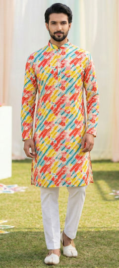 Multicolor color Kurta Pyjamas in Cotton fabric with Digital Print work