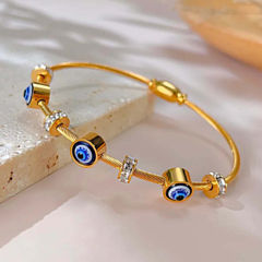 Gold Rodium Polish Blue color Bracelet in Metal Alloy studded with Artificial