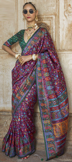 Pink and Majenta color Saree in Art Silk fabric with Printed work