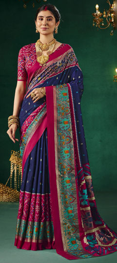 Blue color Saree in Silk fabric with Weaving work