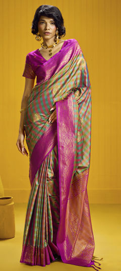 Multicolor color Saree in Handloom fabric with Weaving work