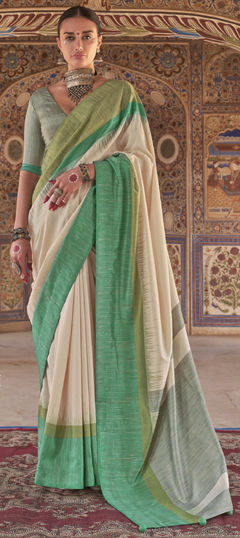 Beige and Brown color Saree in Art Silk fabric with Printed work