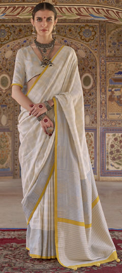Beige and Brown color Saree in Art Silk fabric with Printed work