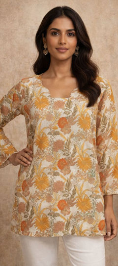 Pink and Majenta color Tops and Shirts in Muslin fabric with Digital Print work