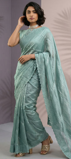 Blue color Saree in Silk fabric with Weaving work