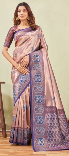 Blue, Green color Saree in Art Silk fabric with Weaving work