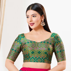Multicolor color Blouse in Brocade fabric with Weaving work