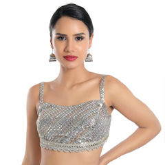 Black and Grey color Blouse in Georgette fabric with Sequence work