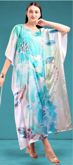 Multicolor color Kaftan in Satin fabric with Digital Print work