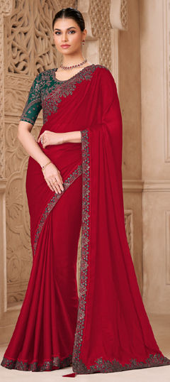 Black and Grey color Saree in Tussar Silk fabric with Embroidered, Sequence, Thread work