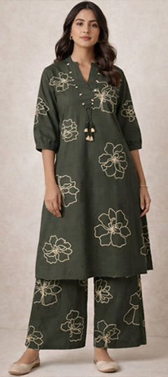 Beige and Brown, Red and Maroon color Salwar Kameez in Cotton fabric with Printed work
